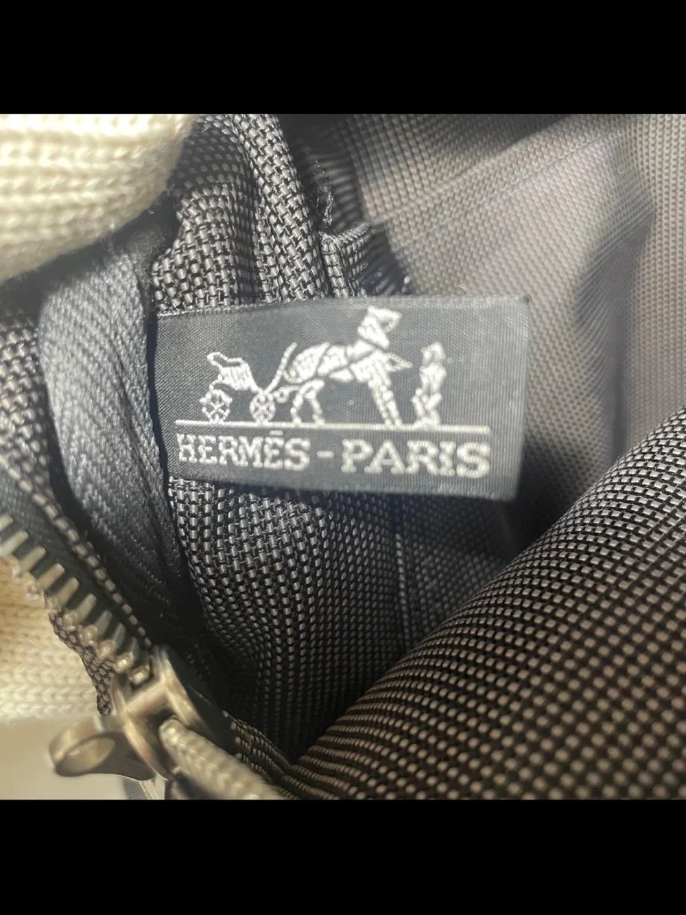 Hermes Black Canvas Carryall Tote with Signature Webbed Straps